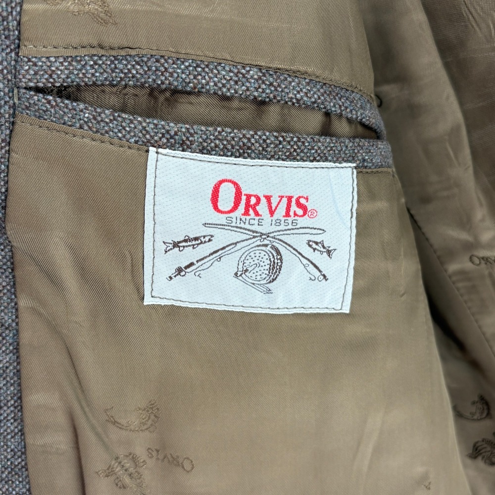 VINTAGE Orvis Blazer Mens 40 Thornproof Twist Tweed Brown Hunting Safari England - Picture 6 of 14